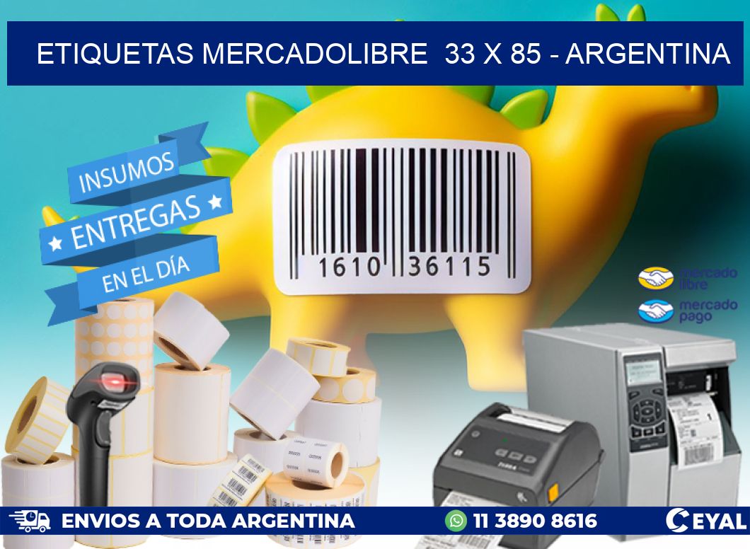 ETIQUETAS MERCADOLIBRE  33 x 85 - ARGENTINA