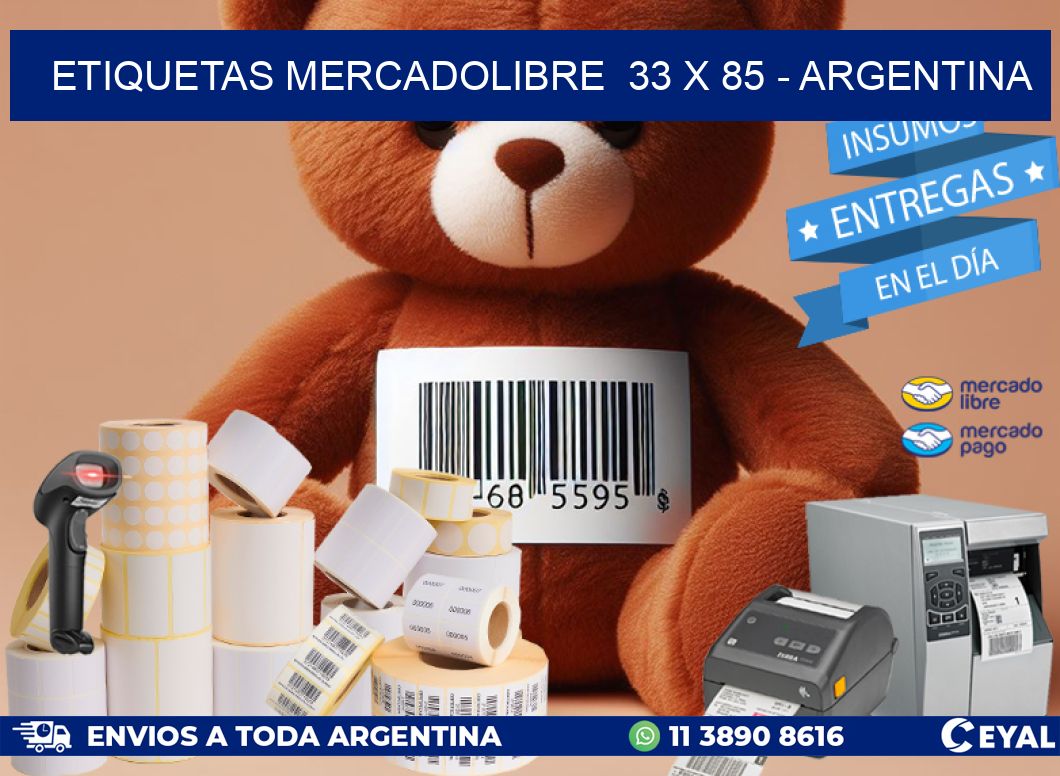 ETIQUETAS MERCADOLIBRE  33 x 85 - ARGENTINA