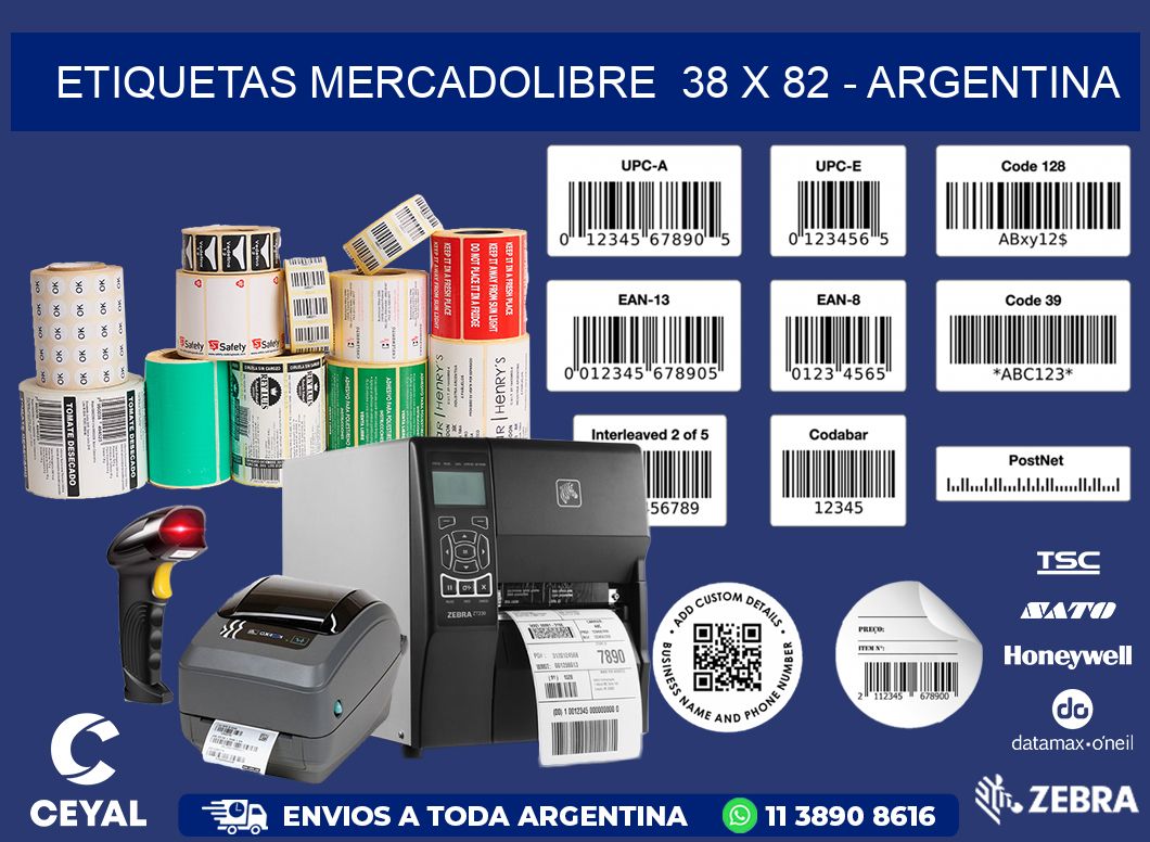 ETIQUETAS MERCADOLIBRE  38 x 82 - ARGENTINA