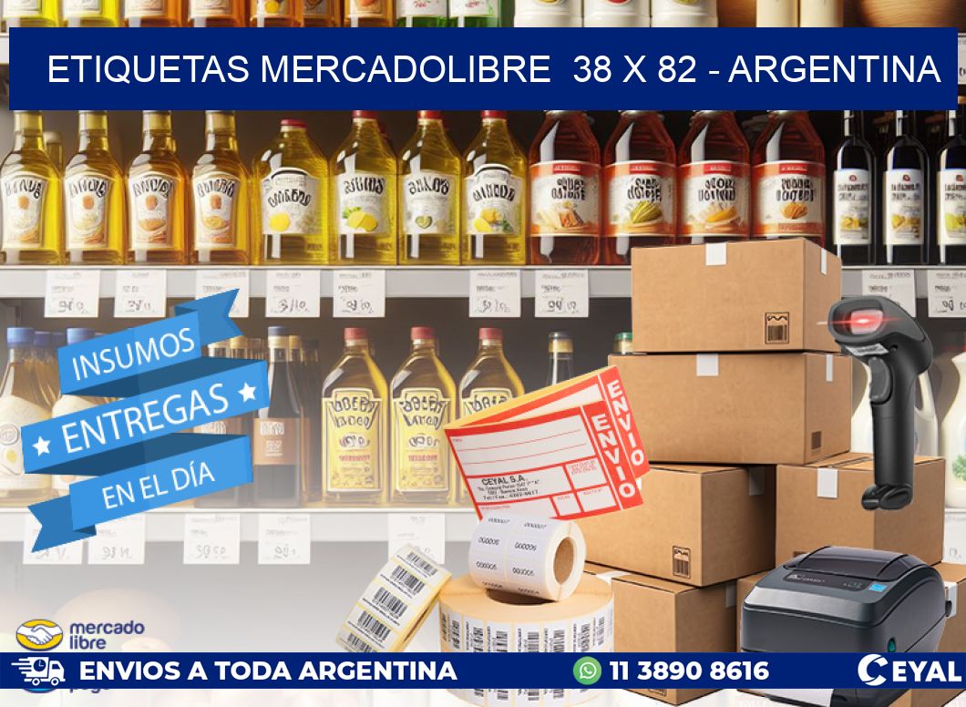 ETIQUETAS MERCADOLIBRE  38 x 82 - ARGENTINA