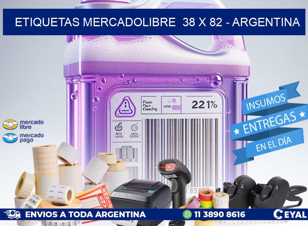 ETIQUETAS MERCADOLIBRE  38 x 82 - ARGENTINA