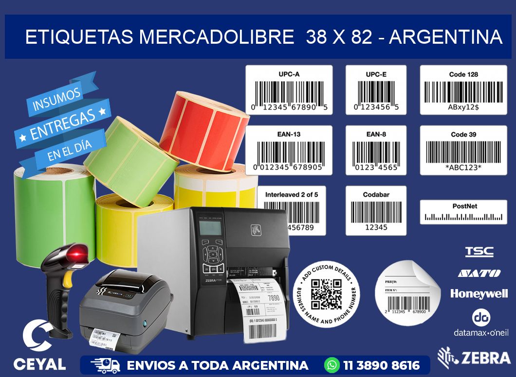 ETIQUETAS MERCADOLIBRE  38 x 82 - ARGENTINA