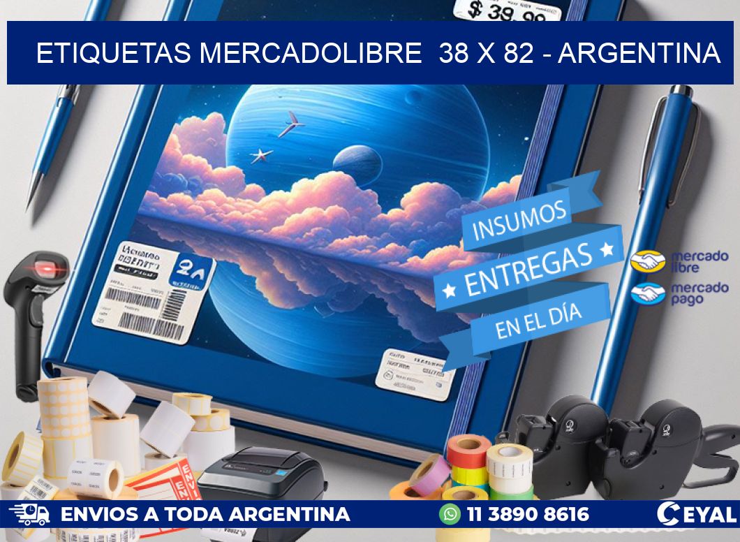 ETIQUETAS MERCADOLIBRE  38 x 82 - ARGENTINA