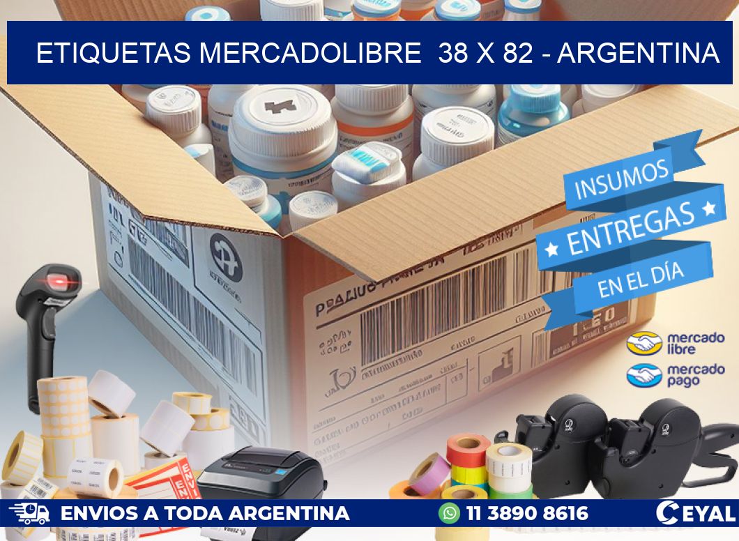 ETIQUETAS MERCADOLIBRE  38 x 82 - ARGENTINA