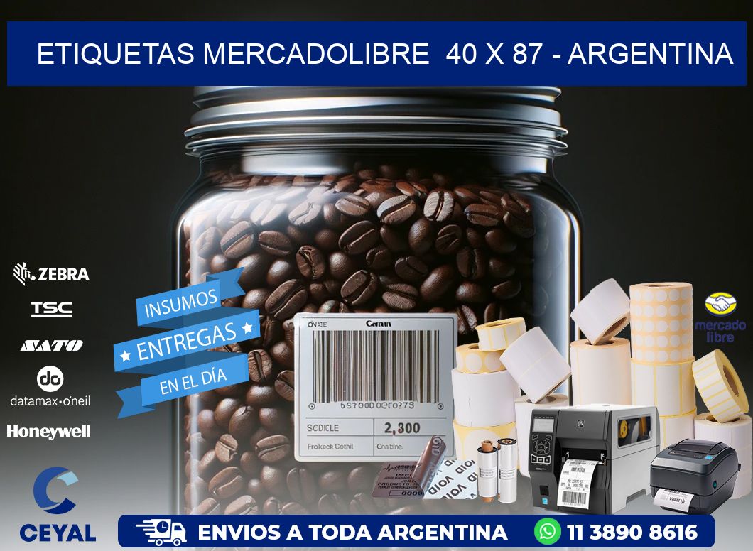 ETIQUETAS MERCADOLIBRE  40 x 87 - ARGENTINA