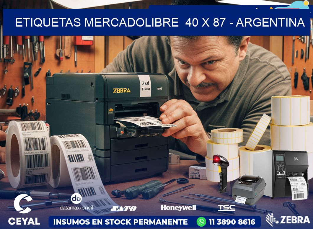 ETIQUETAS MERCADOLIBRE  40 x 87 - ARGENTINA