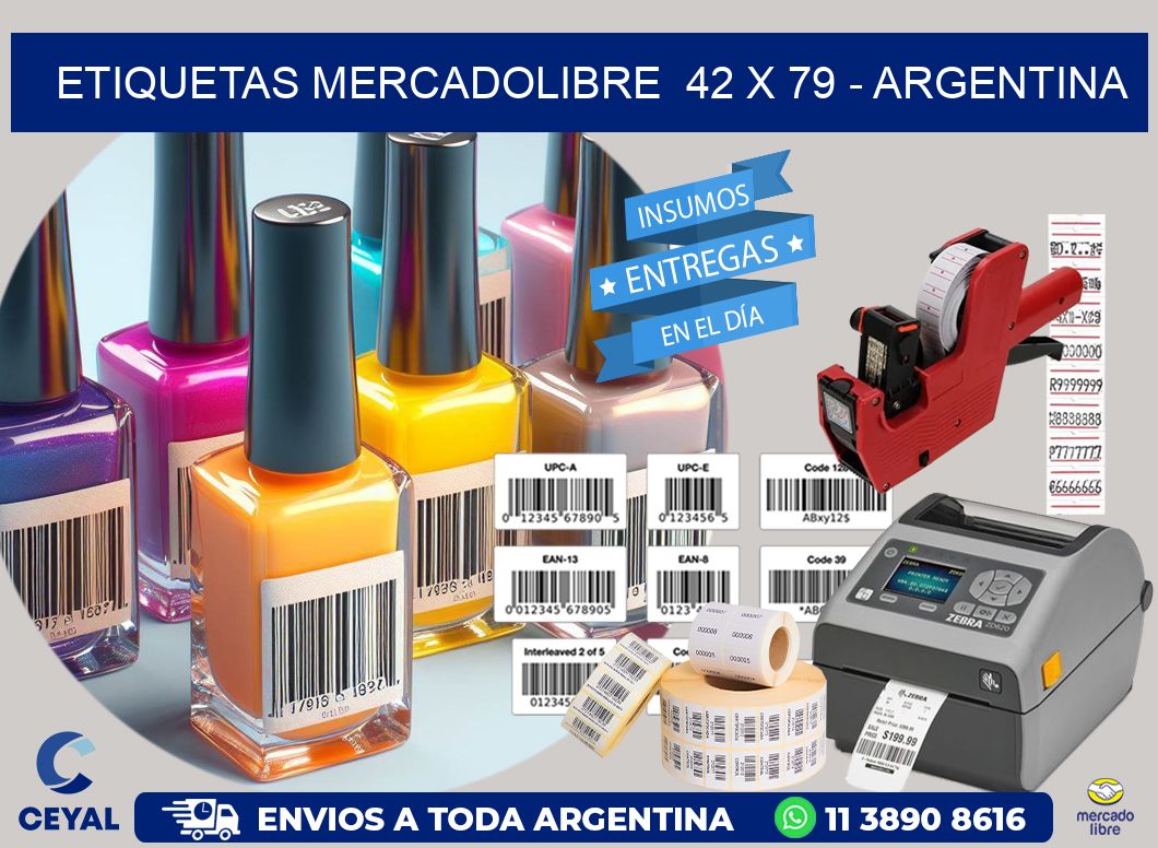 ETIQUETAS MERCADOLIBRE  42 x 79 - ARGENTINA