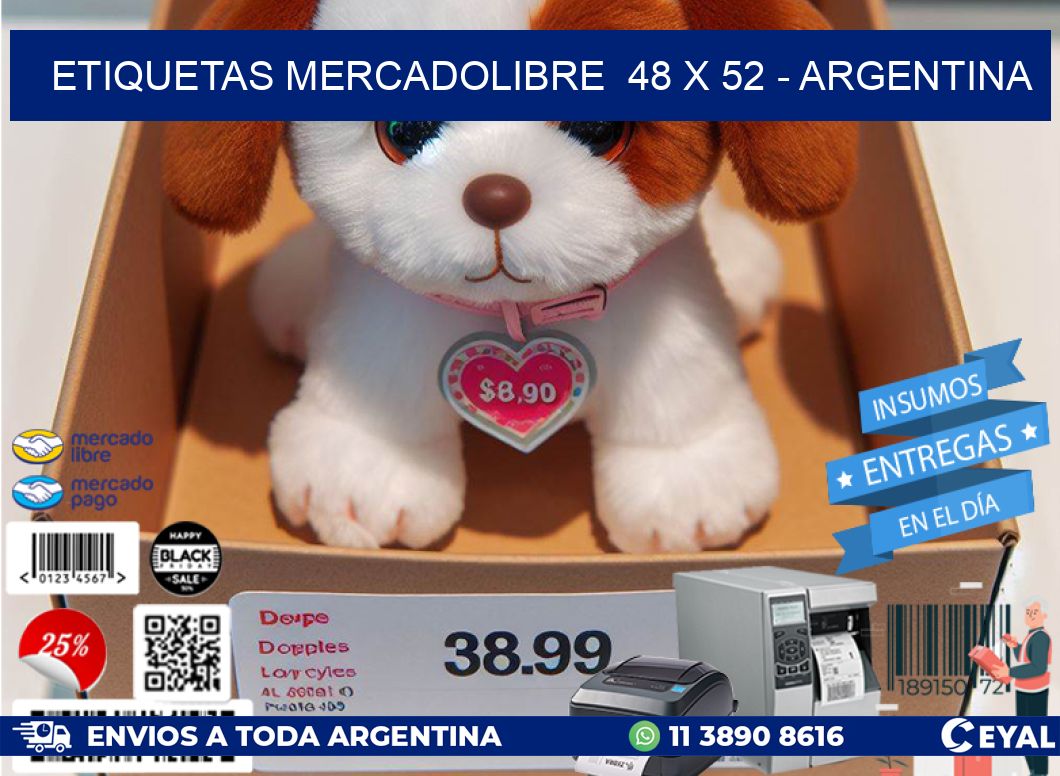 ETIQUETAS MERCADOLIBRE  48 x 52 - ARGENTINA