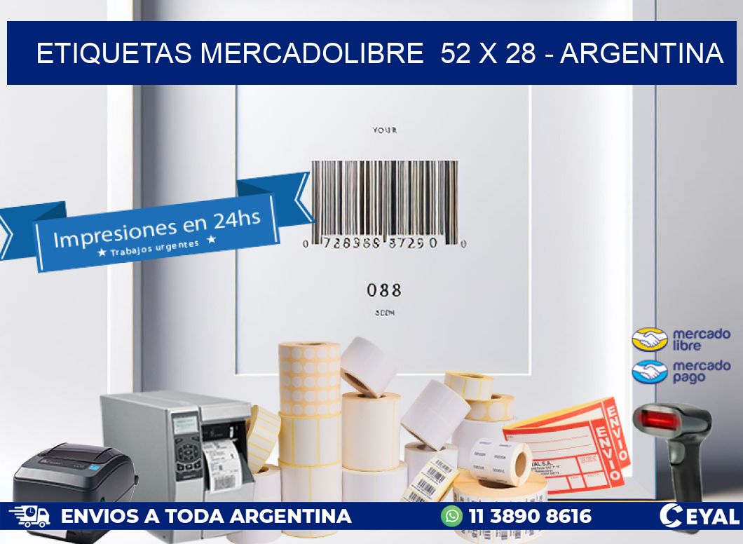 ETIQUETAS MERCADOLIBRE  52 x 28 - ARGENTINA