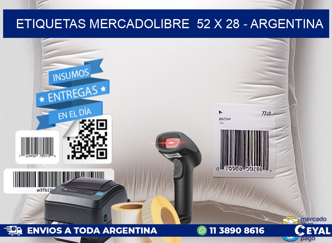 ETIQUETAS MERCADOLIBRE  52 x 28 - ARGENTINA