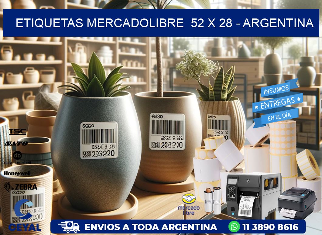 ETIQUETAS MERCADOLIBRE  52 x 28 - ARGENTINA
