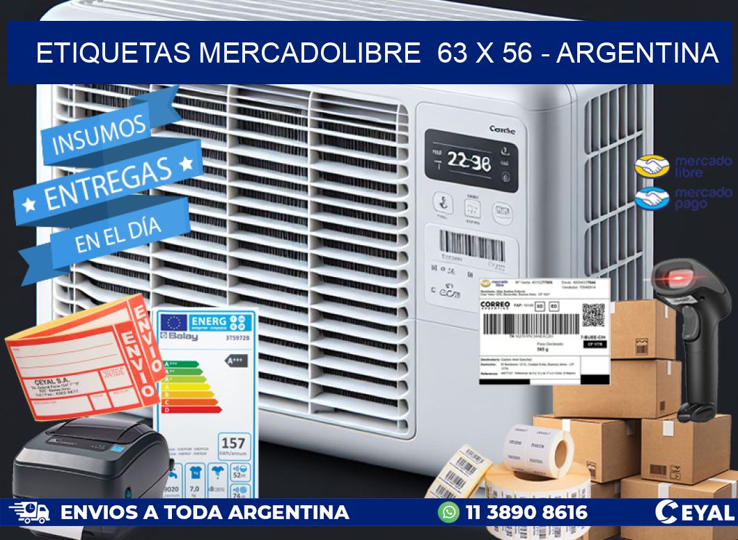 ETIQUETAS MERCADOLIBRE  63 x 56 - ARGENTINA