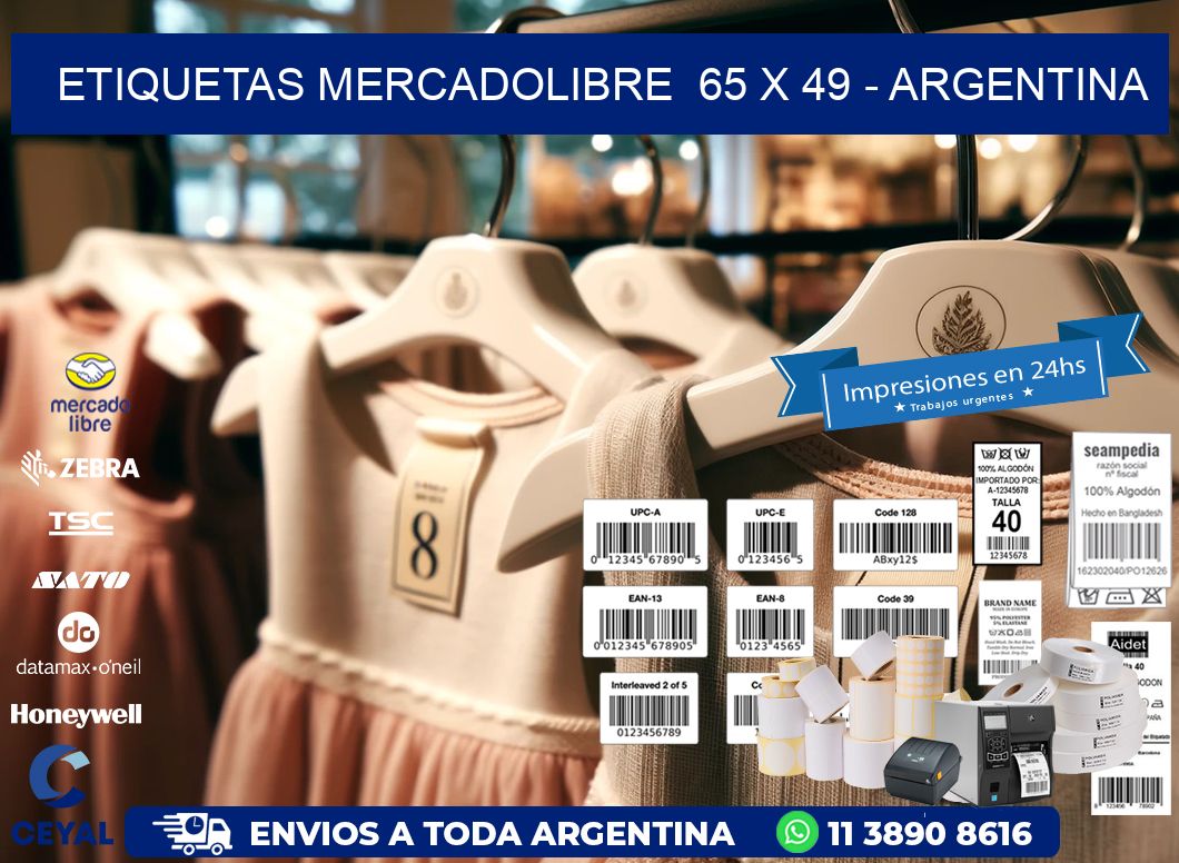 ETIQUETAS MERCADOLIBRE  65 x 49 - ARGENTINA