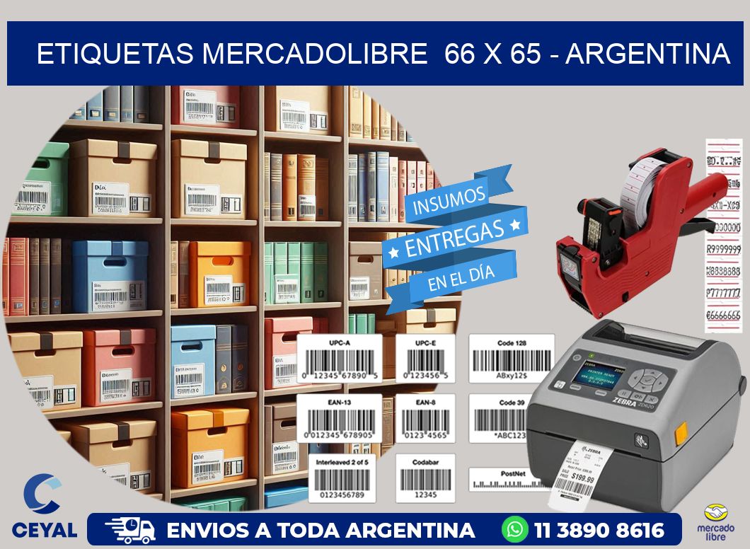 ETIQUETAS MERCADOLIBRE  66 x 65 - ARGENTINA