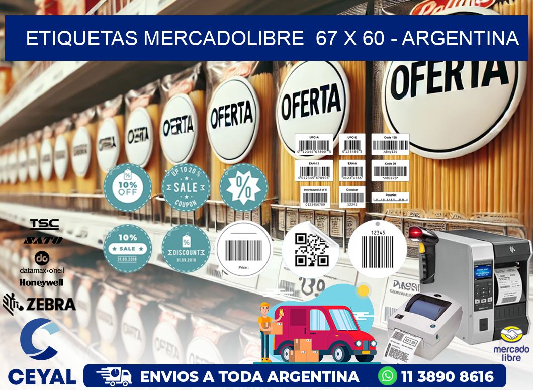 ETIQUETAS MERCADOLIBRE  67 x 60 - ARGENTINA