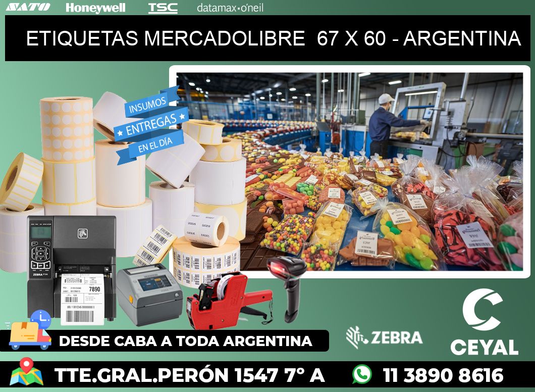 ETIQUETAS MERCADOLIBRE  67 x 60 - ARGENTINA