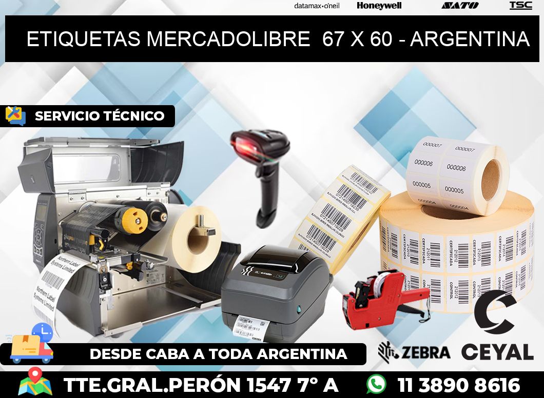 ETIQUETAS MERCADOLIBRE  67 x 60 - ARGENTINA