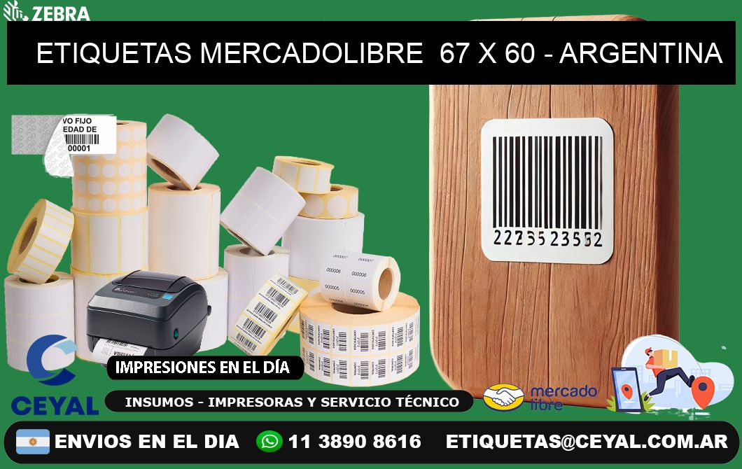 ETIQUETAS MERCADOLIBRE  67 x 60 - ARGENTINA