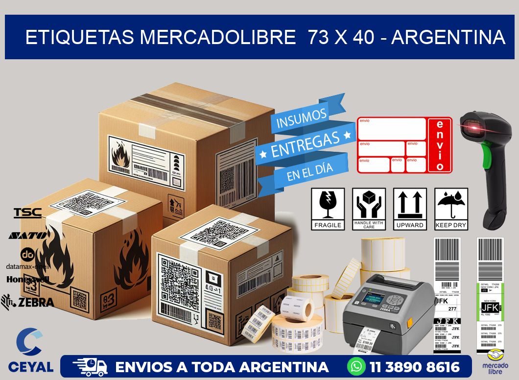 ETIQUETAS MERCADOLIBRE  73 x 40 - ARGENTINA