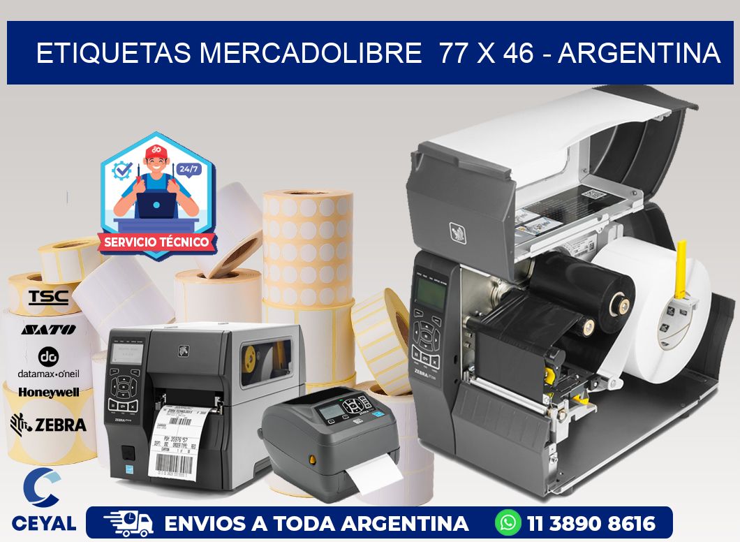 ETIQUETAS MERCADOLIBRE  77 x 46 - ARGENTINA