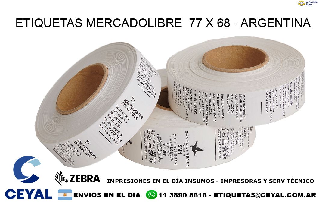 ETIQUETAS MERCADOLIBRE  77 x 68 - ARGENTINA