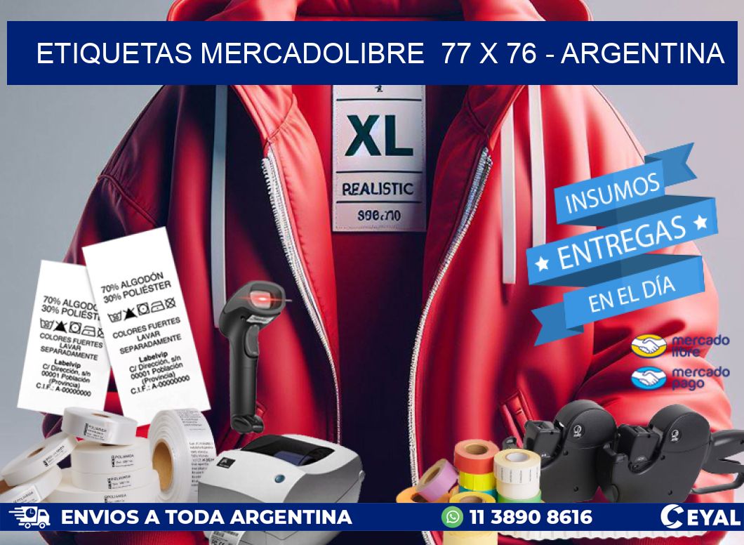 ETIQUETAS MERCADOLIBRE  77 x 76 – ARGENTINA