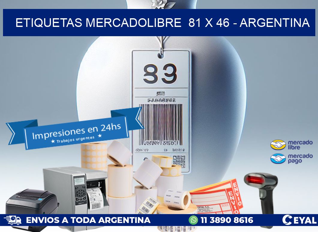 ETIQUETAS MERCADOLIBRE  81 x 46 - ARGENTINA