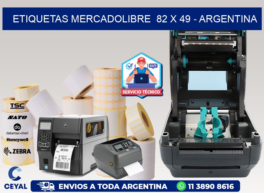 ETIQUETAS MERCADOLIBRE  82 x 49 - ARGENTINA