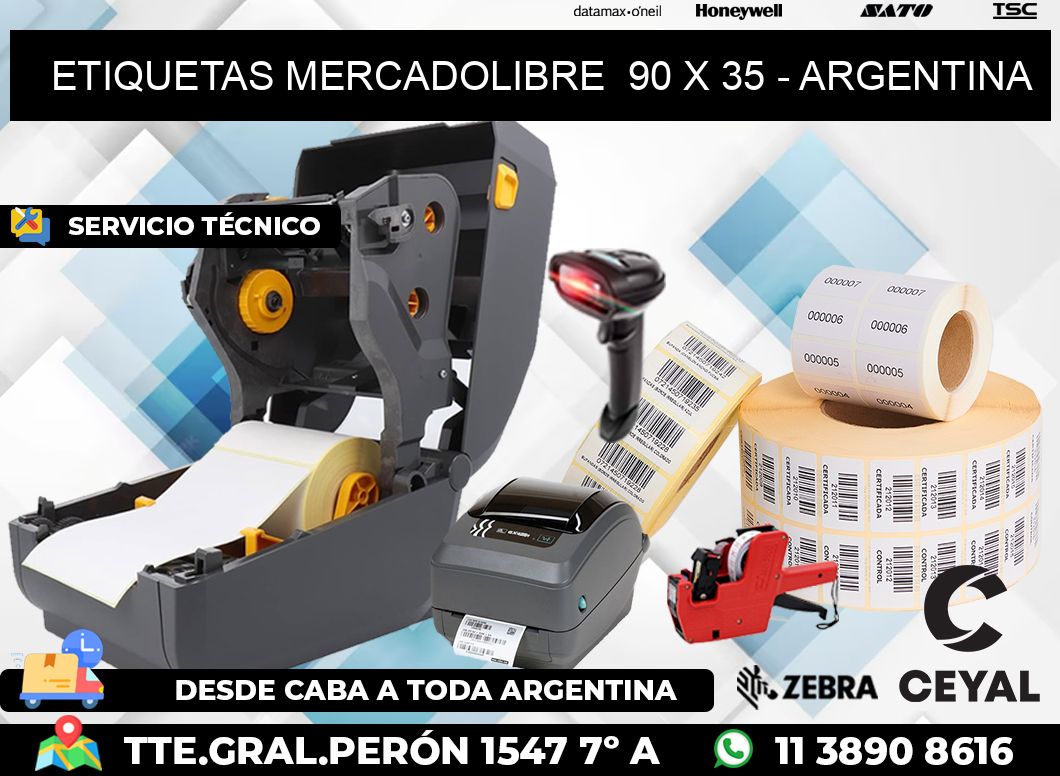 ETIQUETAS MERCADOLIBRE  90 x 35 - ARGENTINA