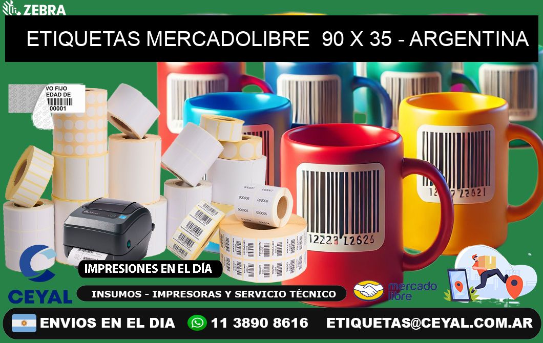 ETIQUETAS MERCADOLIBRE  90 x 35 - ARGENTINA