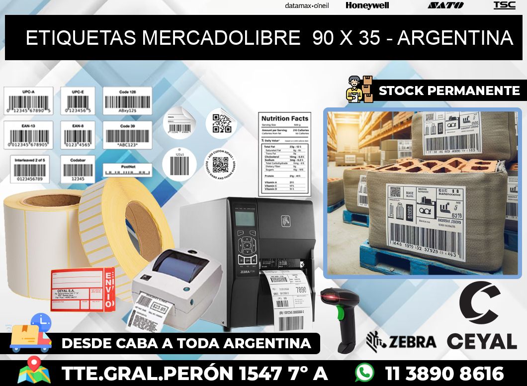 ETIQUETAS MERCADOLIBRE  90 x 35 – ARGENTINA