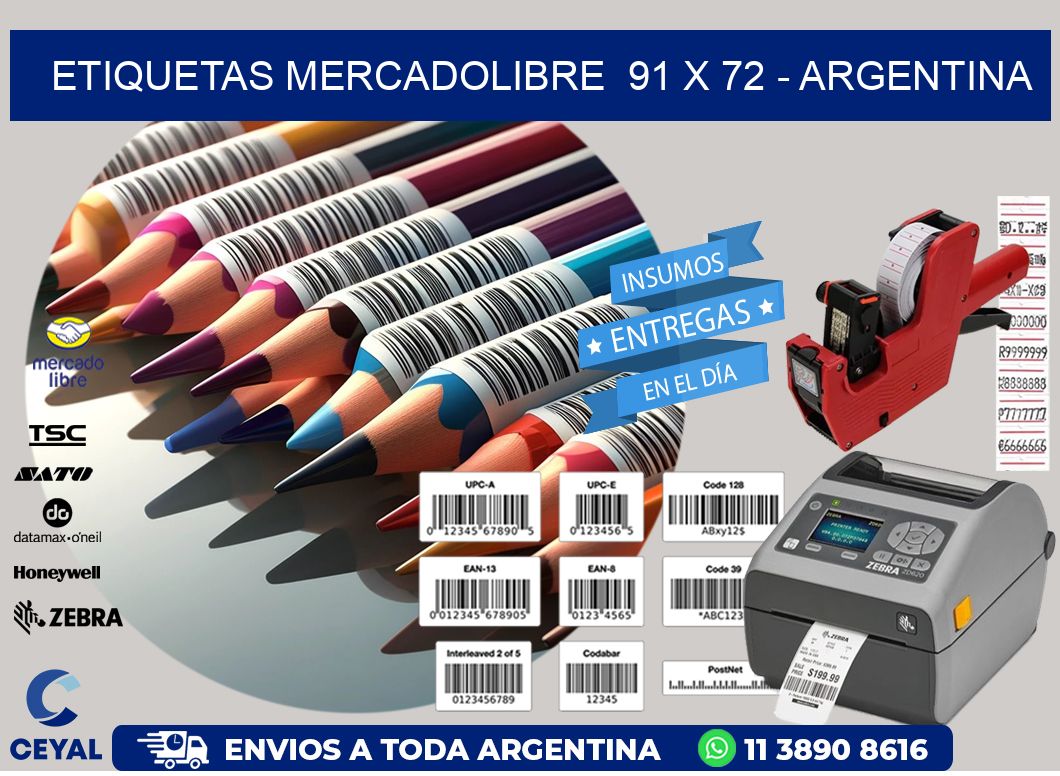 ETIQUETAS MERCADOLIBRE  91 x 72 - ARGENTINA