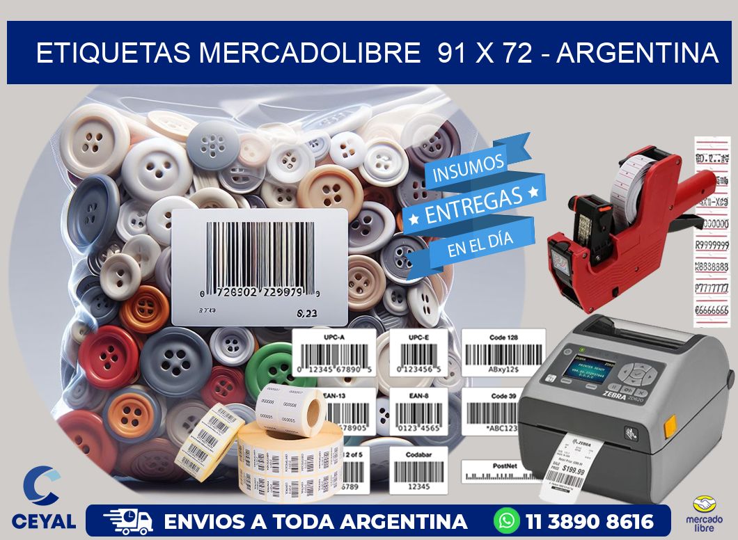 ETIQUETAS MERCADOLIBRE  91 x 72 - ARGENTINA