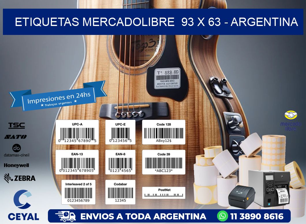 ETIQUETAS MERCADOLIBRE  93 x 63 - ARGENTINA