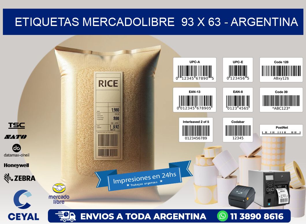 ETIQUETAS MERCADOLIBRE  93 x 63 - ARGENTINA