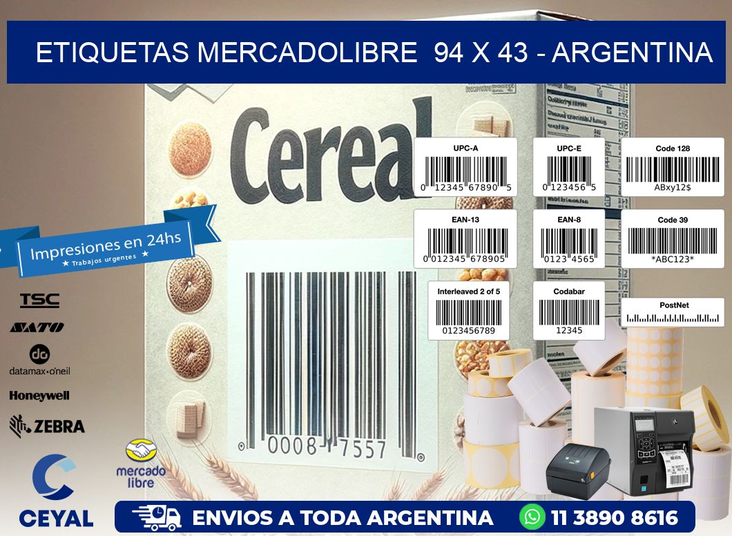 ETIQUETAS MERCADOLIBRE  94 x 43 - ARGENTINA