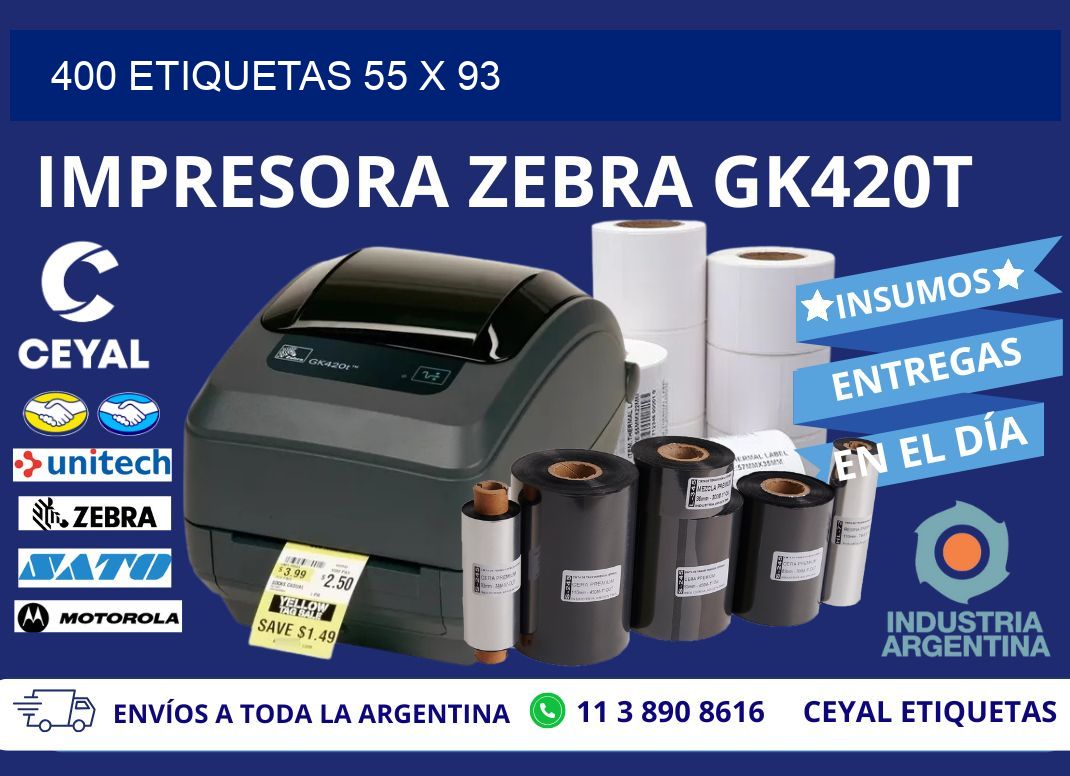 400 ETIQUETAS 55 x 93