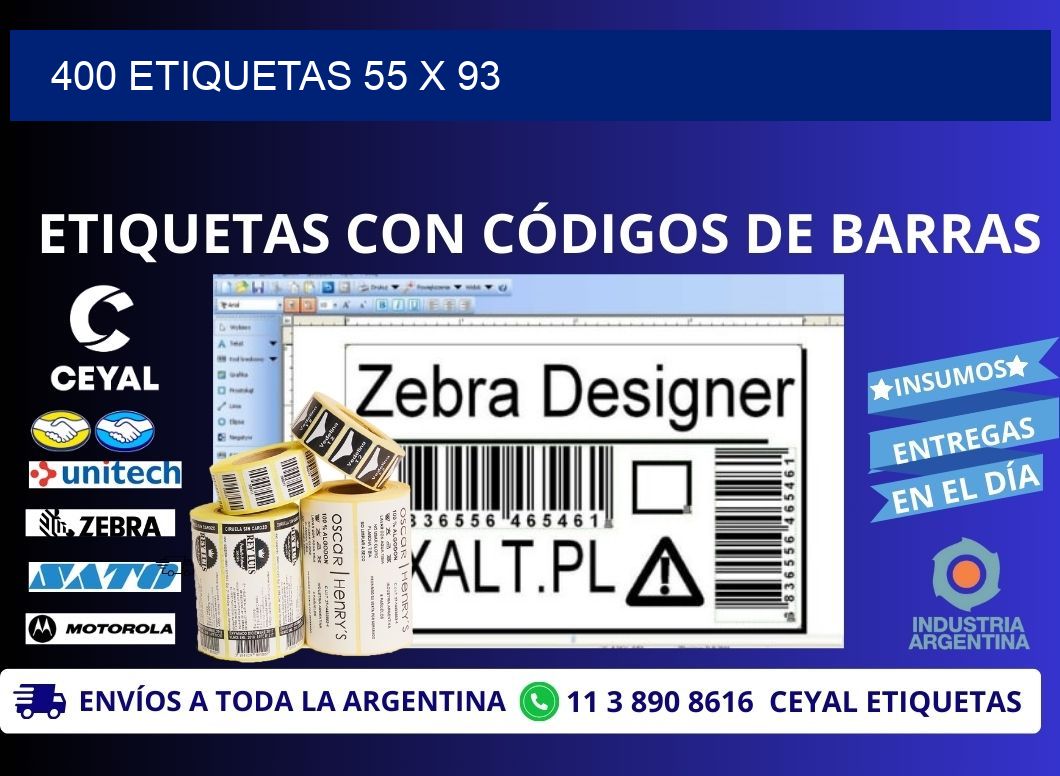 400 ETIQUETAS 55 x 93