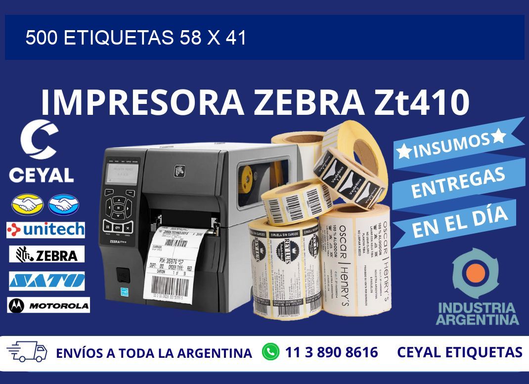 500 ETIQUETAS 58 x 41