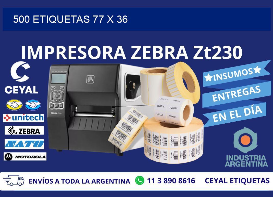 500 ETIQUETAS 77 x 36