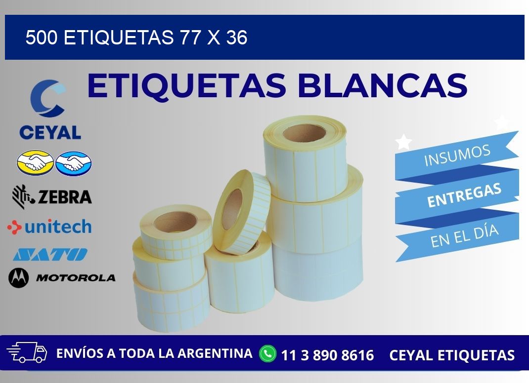 500 ETIQUETAS 77 x 36