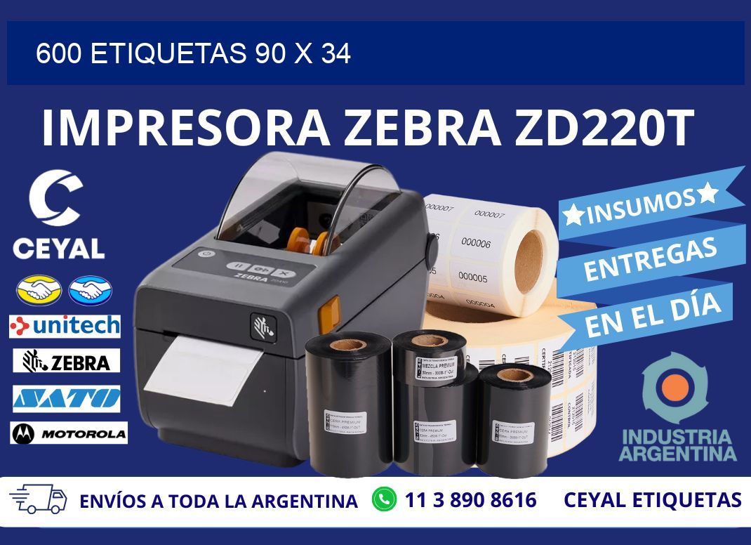 600 ETIQUETAS 90 x 34