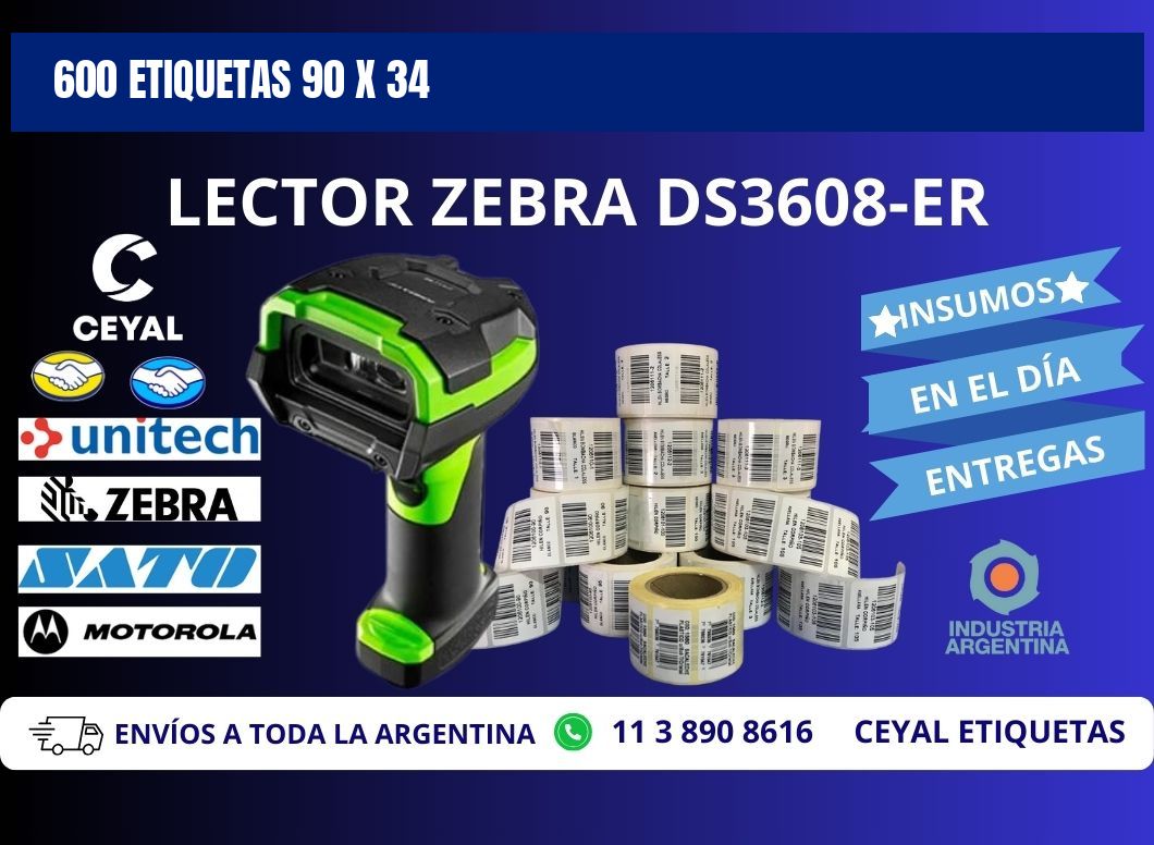 600 ETIQUETAS 90 x 34