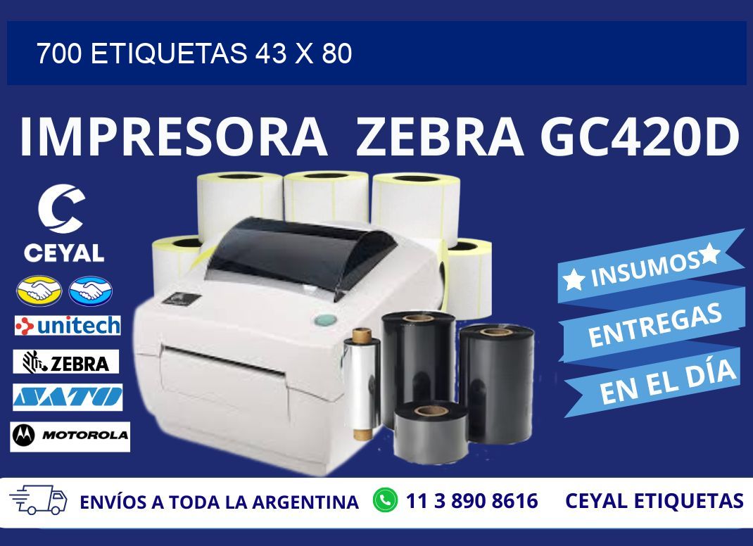 700 ETIQUETAS 43 x 80