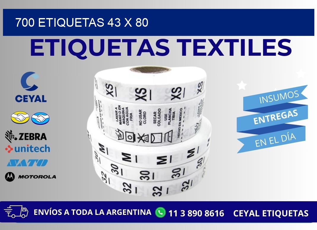 700 ETIQUETAS 43 x 80
