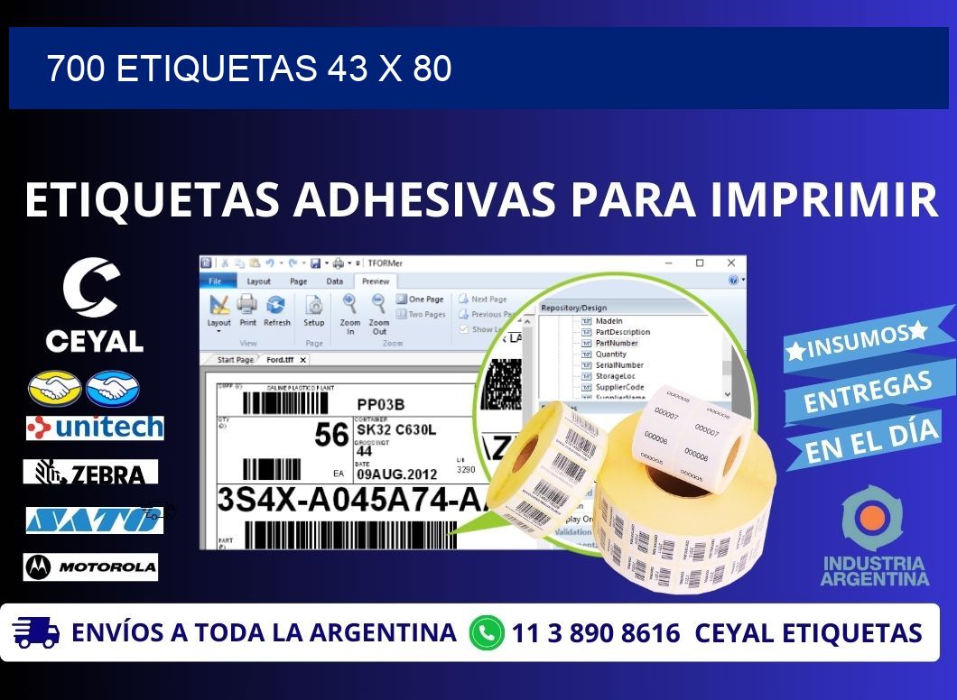 700 ETIQUETAS 43 x 80