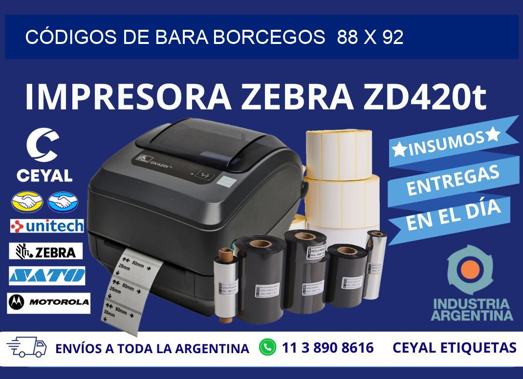 CÓDIGOS DE BARA BORCEGOS  88 x 92