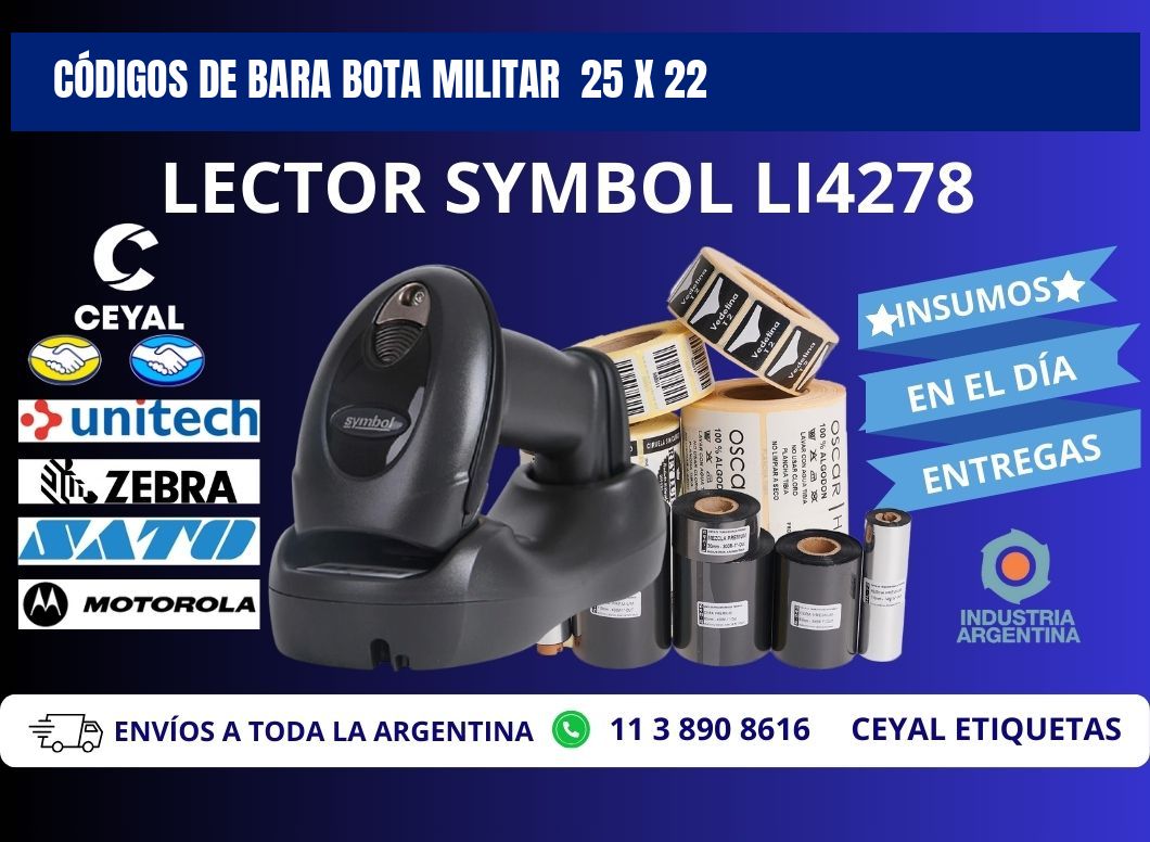 CÓDIGOS DE BARA BOTA MILITAR  25 x 22