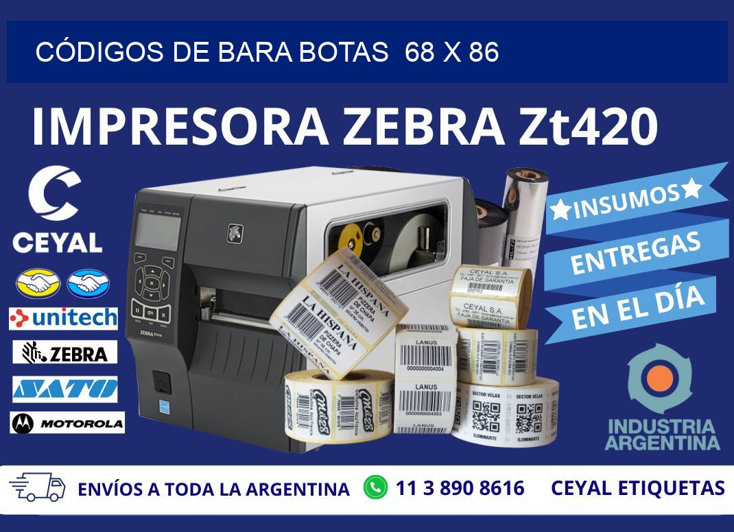 CÓDIGOS DE BARA BOTAS  68 x 86