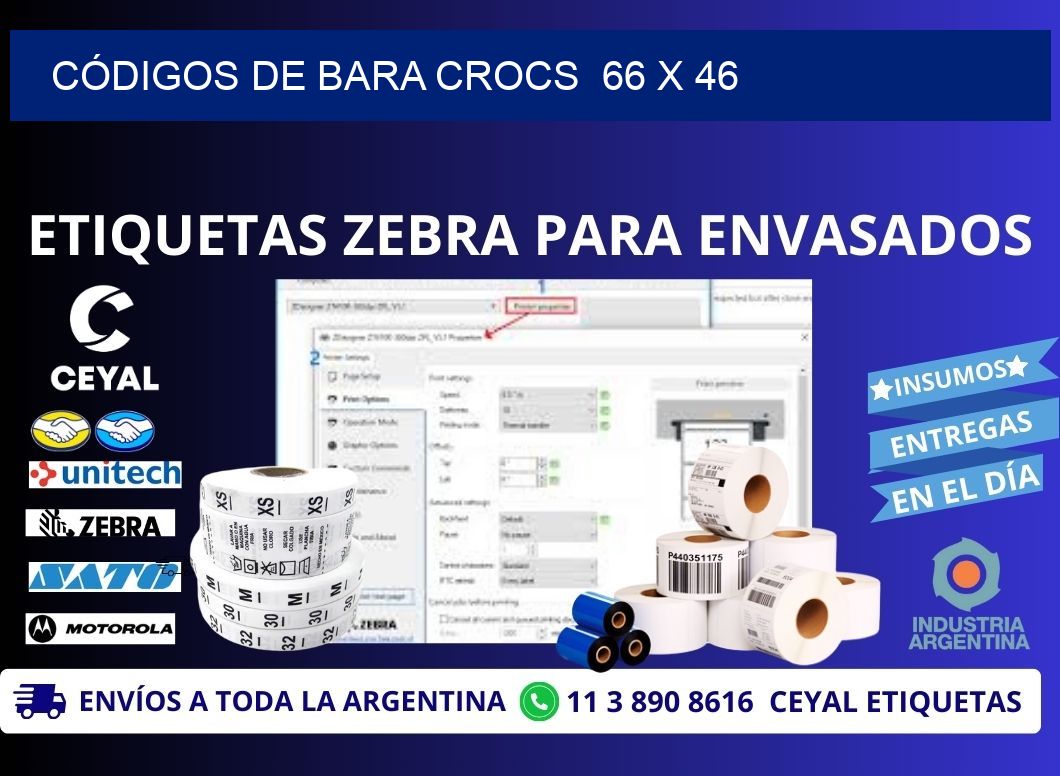 CÓDIGOS DE BARA CROCS  66 x 46